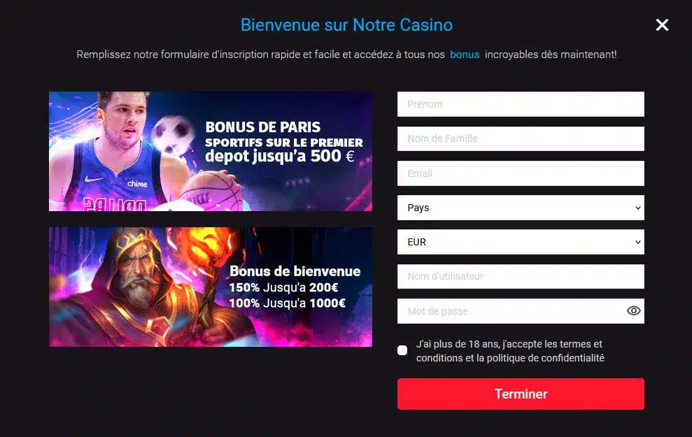 inscription casino mystake