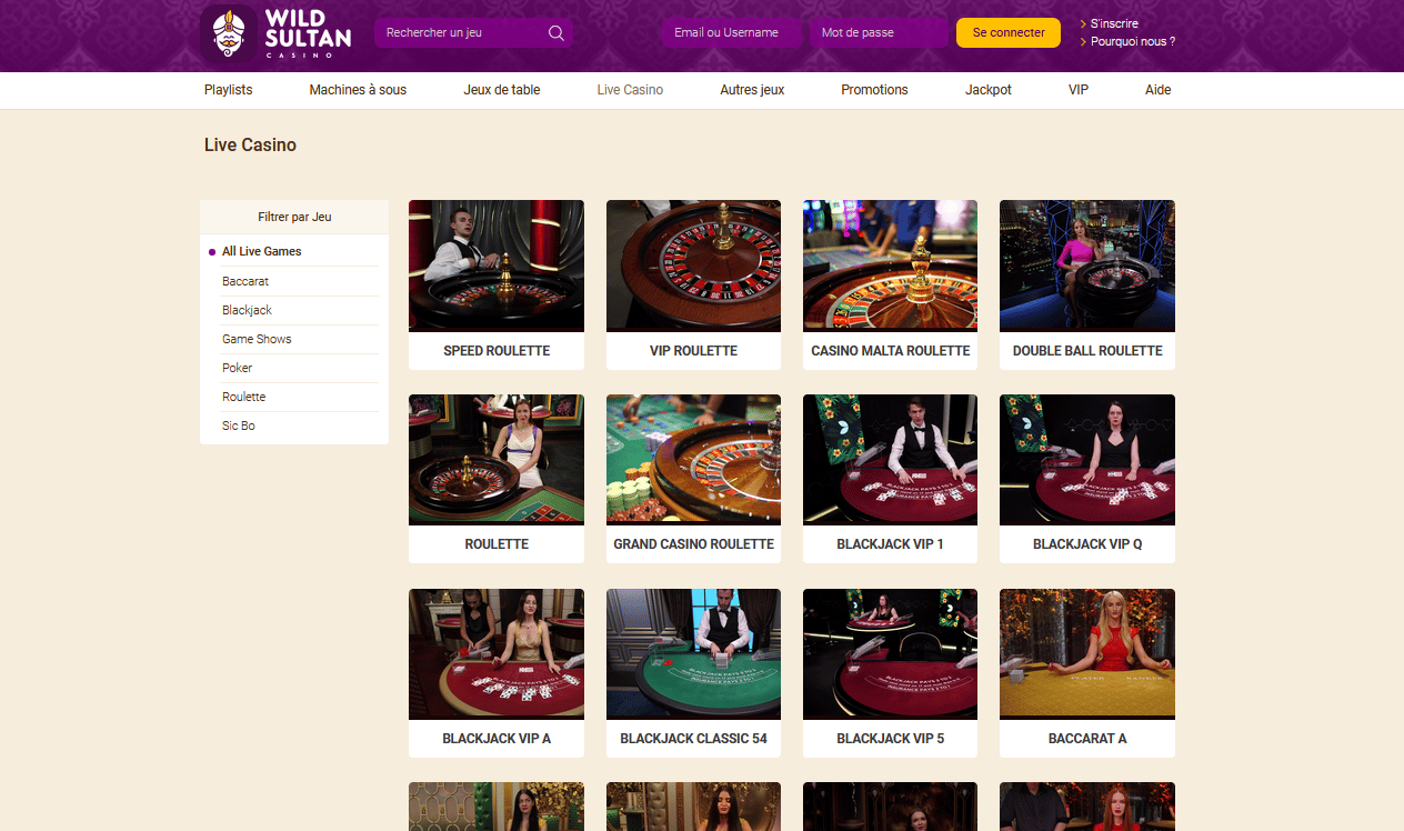 live casino wild sultan