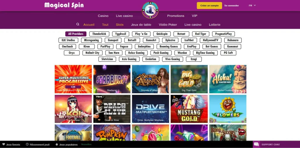 les jeux magical spin