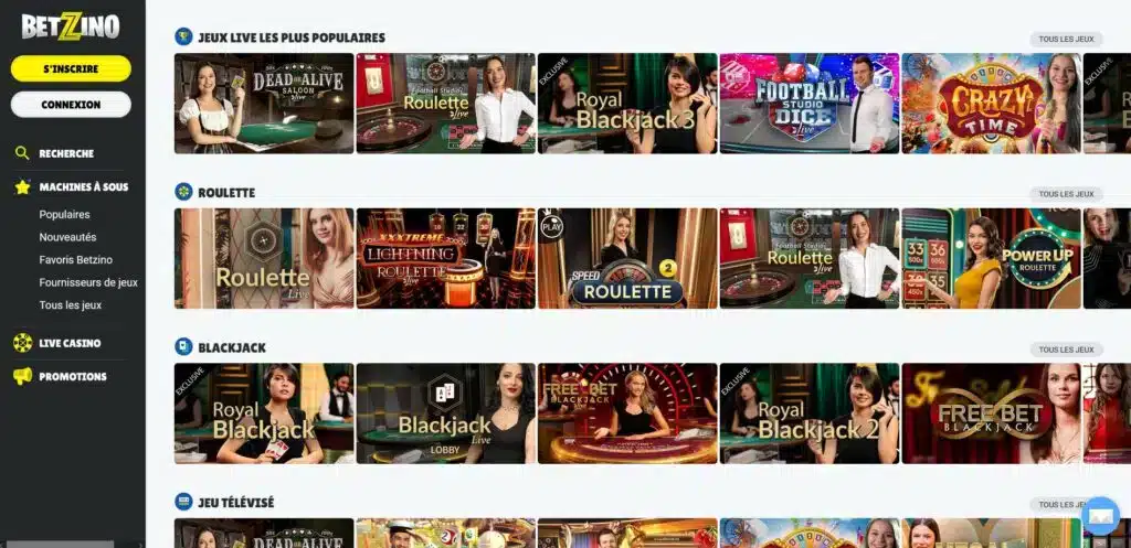 live casino betzino