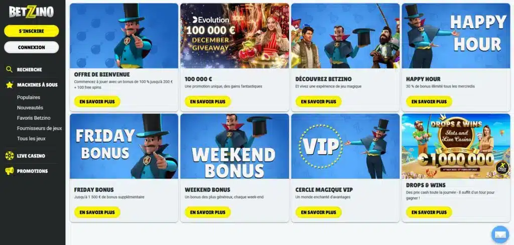 bonus et offres betzino casino