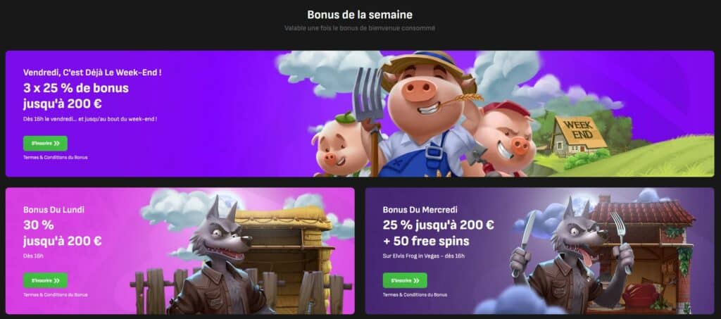 bonus de la semaine cloverspin casino