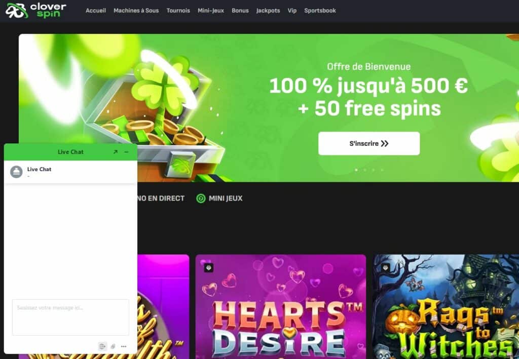 support en direct cloverspin