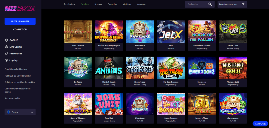 rizz casino jeux