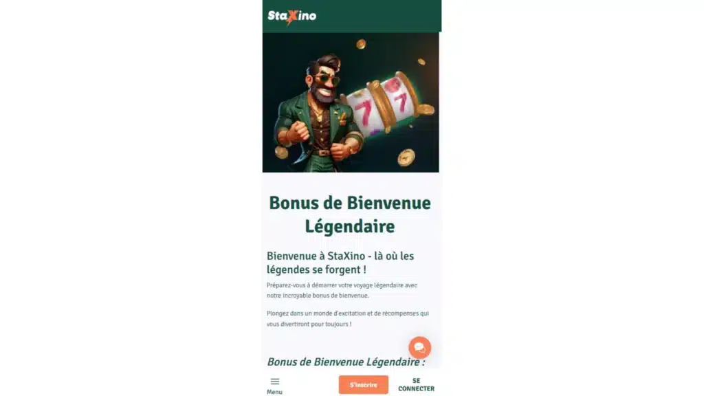 Staxino bonus de bienvenue
