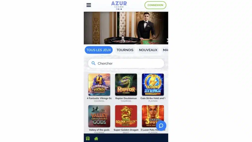 version mobile Azur Casino